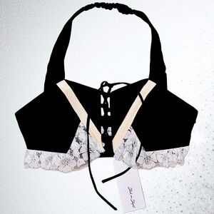 Dolls Kill Stuck On Stupid Goth Lolita Halter Top with Ruffles ♠️